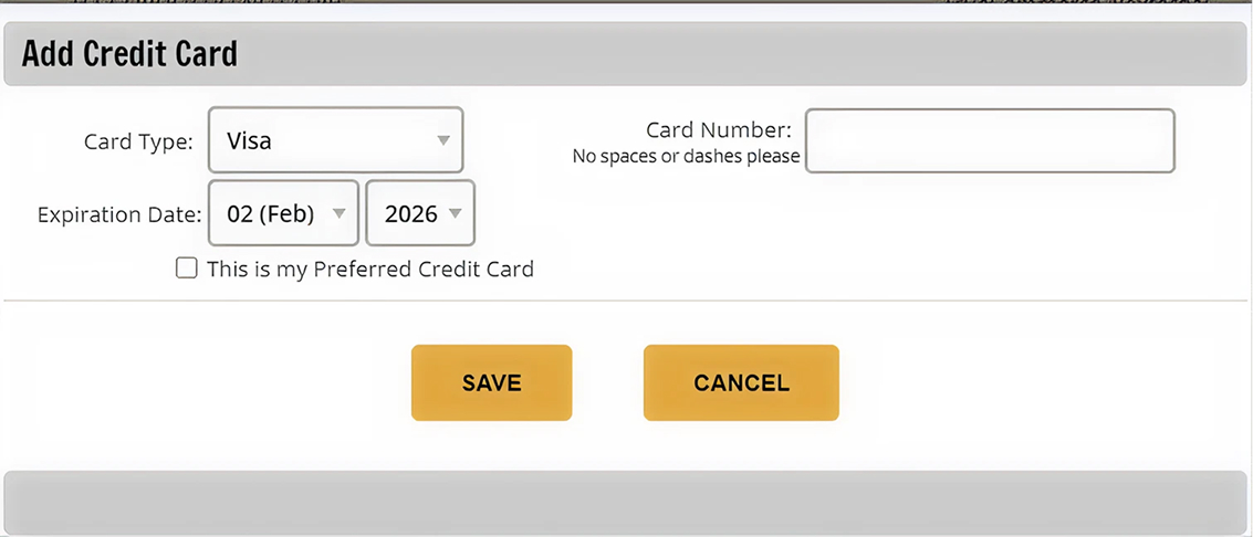 Add a credit card pop-up 1